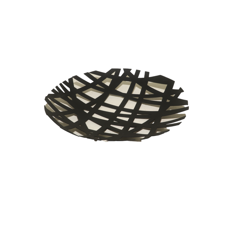 Round Abstract Metalic Black & White Basket