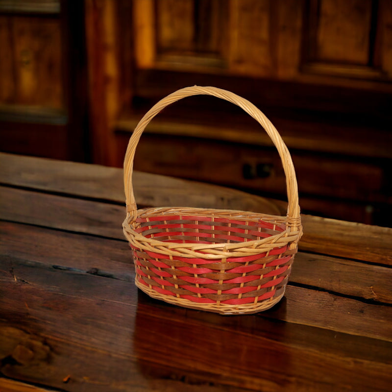 Round Handcrafted Single Basket with Handle