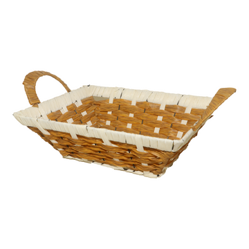 Handwoven Rectangular Cane Basket with Handles – Natural Storage & Serving Basket