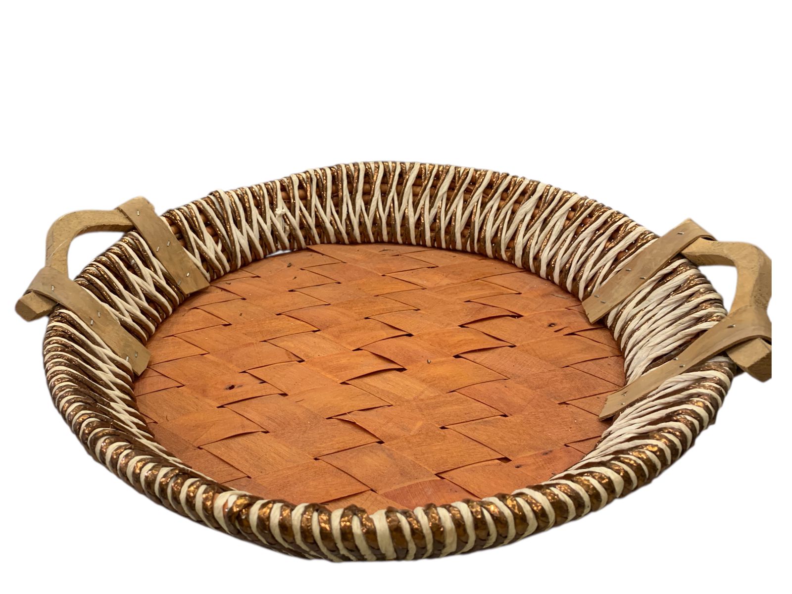 Handwoven Round Bamboo Basket with Handles