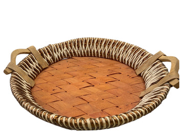 Handwoven Round Bamboo Basket with Handles