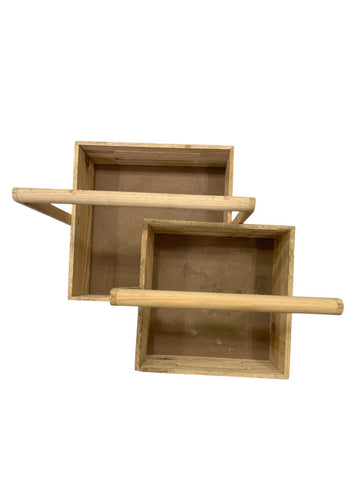 Handcrafted Pinewood Basket with Handle