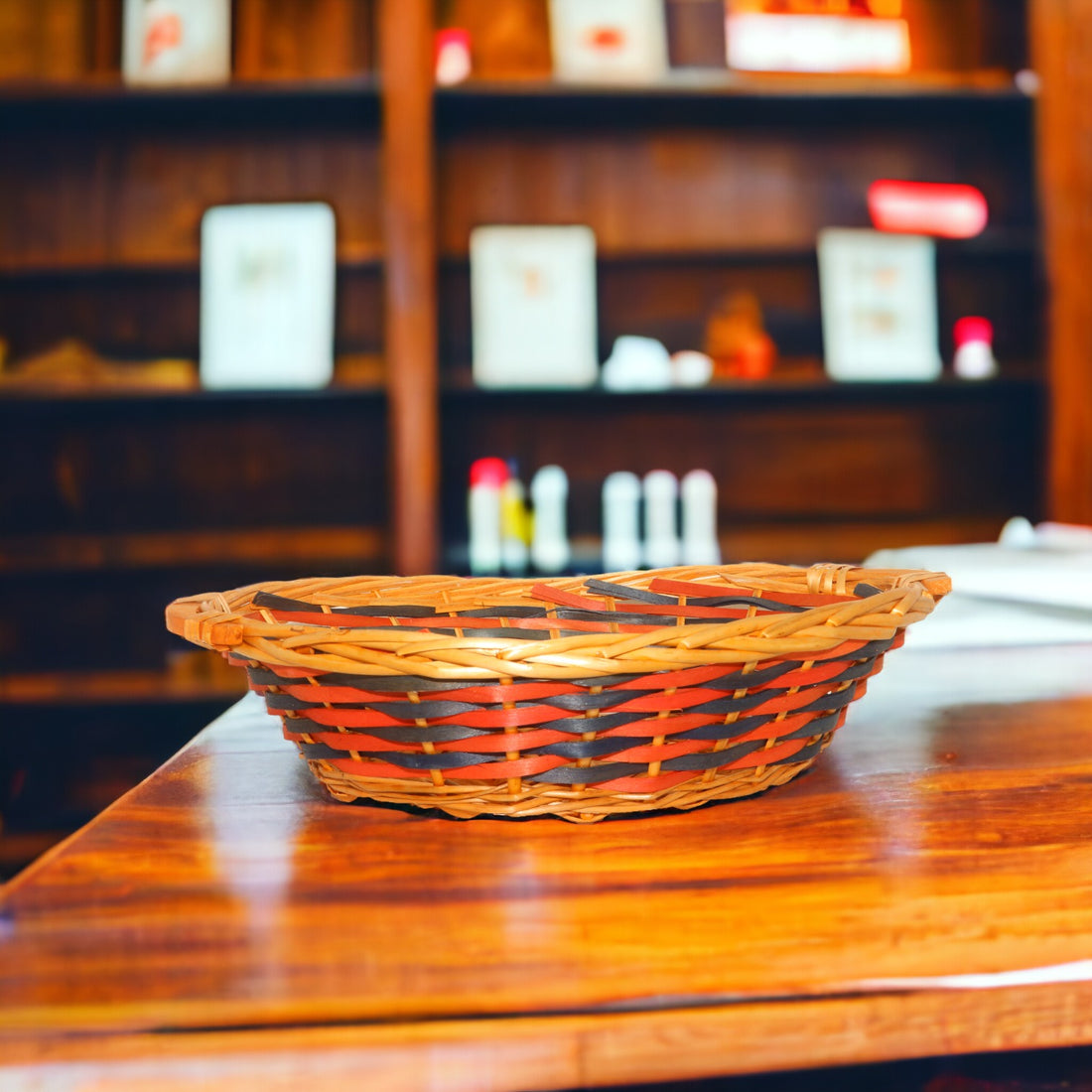 Oval Venner Red Blue Rattan Basket