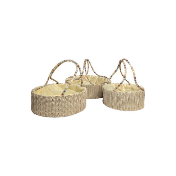 Woven Utility Basket with Colorful Bead Accent