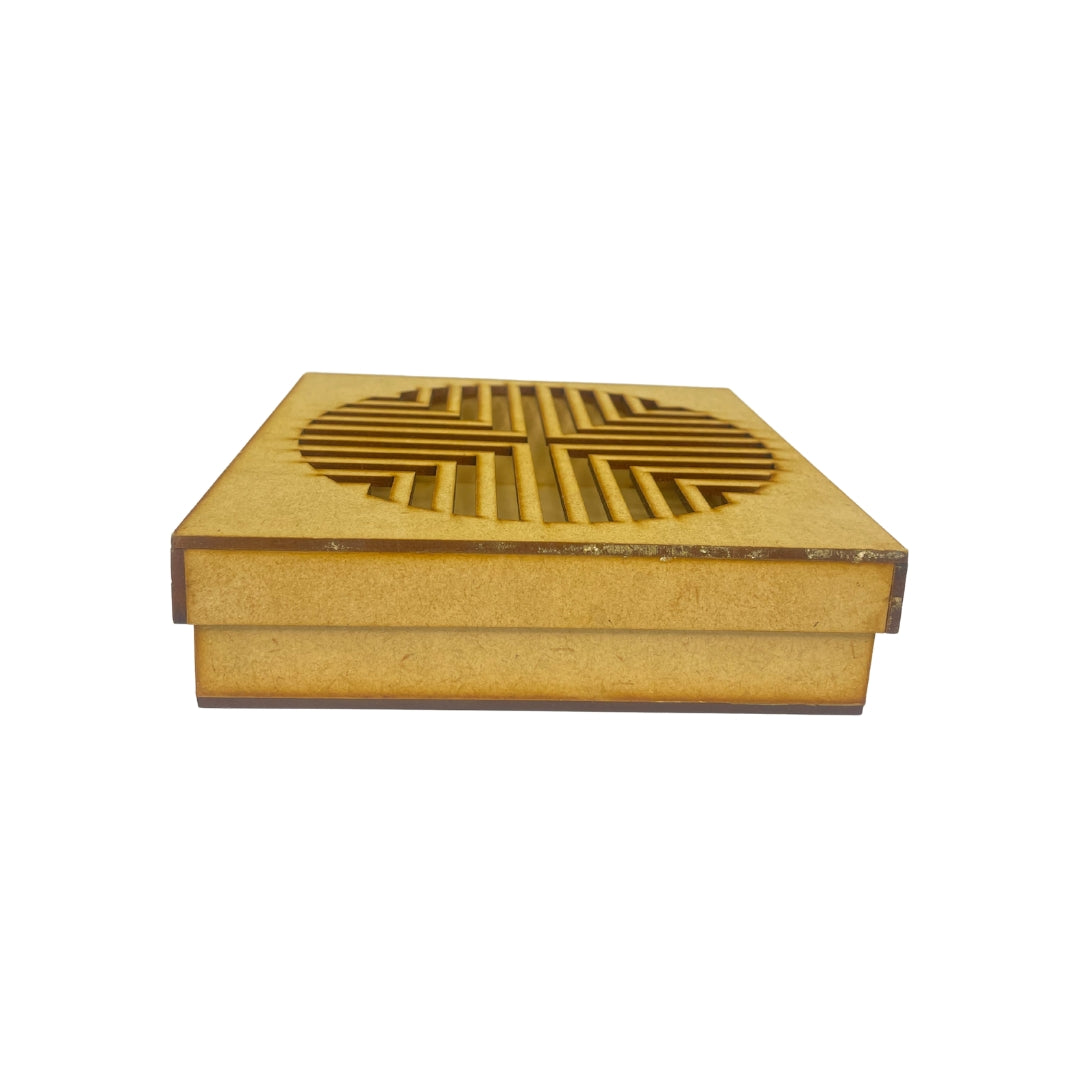 Laser Cut Wooden Storage Box with Geometric Lid Design