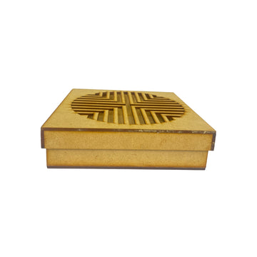 Laser Cut Wooden Storage Box with Geometric Lid Design