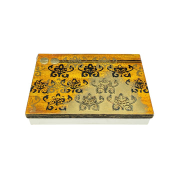 Vintage Motif Four Compartment Wooden Box