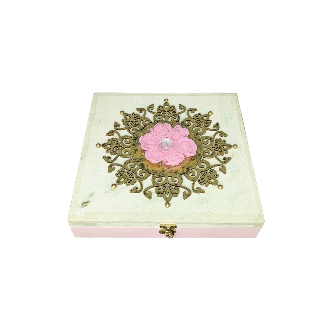 Floral Embellished Wooden Trinket & Gift Box