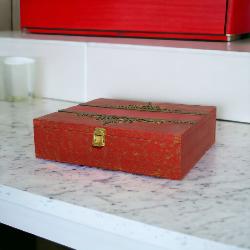 Rectangular Hand-Crafted Hamper Box with 5 Partitions