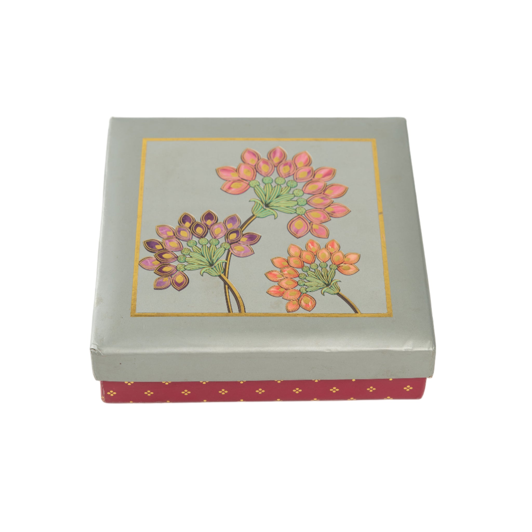 Flower Artwork Reusable Two Partition Storage Box