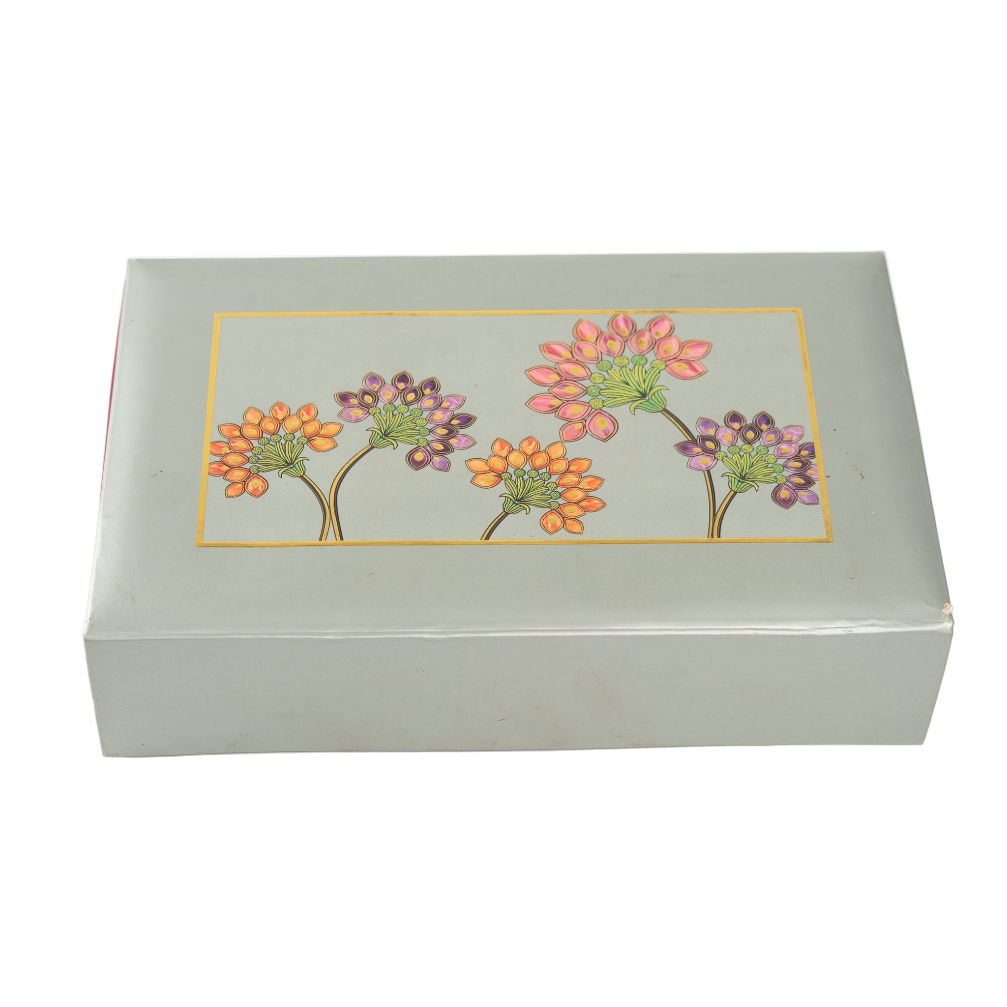 Flower Artwork Reusable Three Partition Storage Box