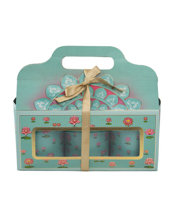 Reusable Lotus Print Tin Container Set