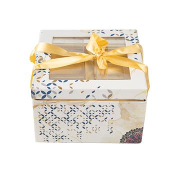 Marble Print 4 Compartment Box with Satin Ribbon