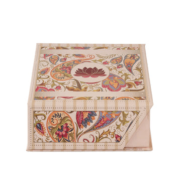 Royal Lotus Themed Rigid Box with Magnetic Closure & Four Partitions