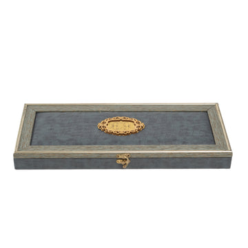 Regalia Croc Textured Wooden Box With Three Section Interior