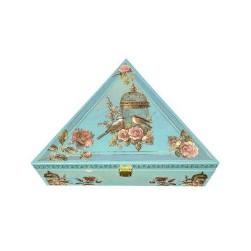 Turquoise Bird Themed Triangular Gift Box 3 Jar Luxury Hamper