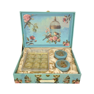 Liberty Floral Hamper Box with Crystal Box & Tin Jars