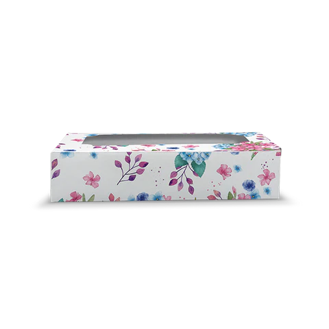 Windowed Confectionery Box with Colorful Blossom Print