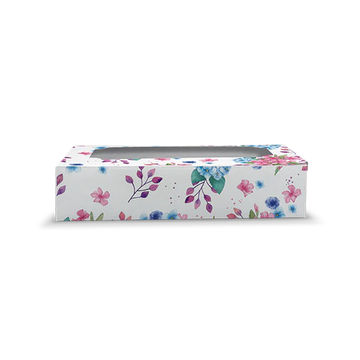 Windowed Confectionery Box with Colorful Blossom Print