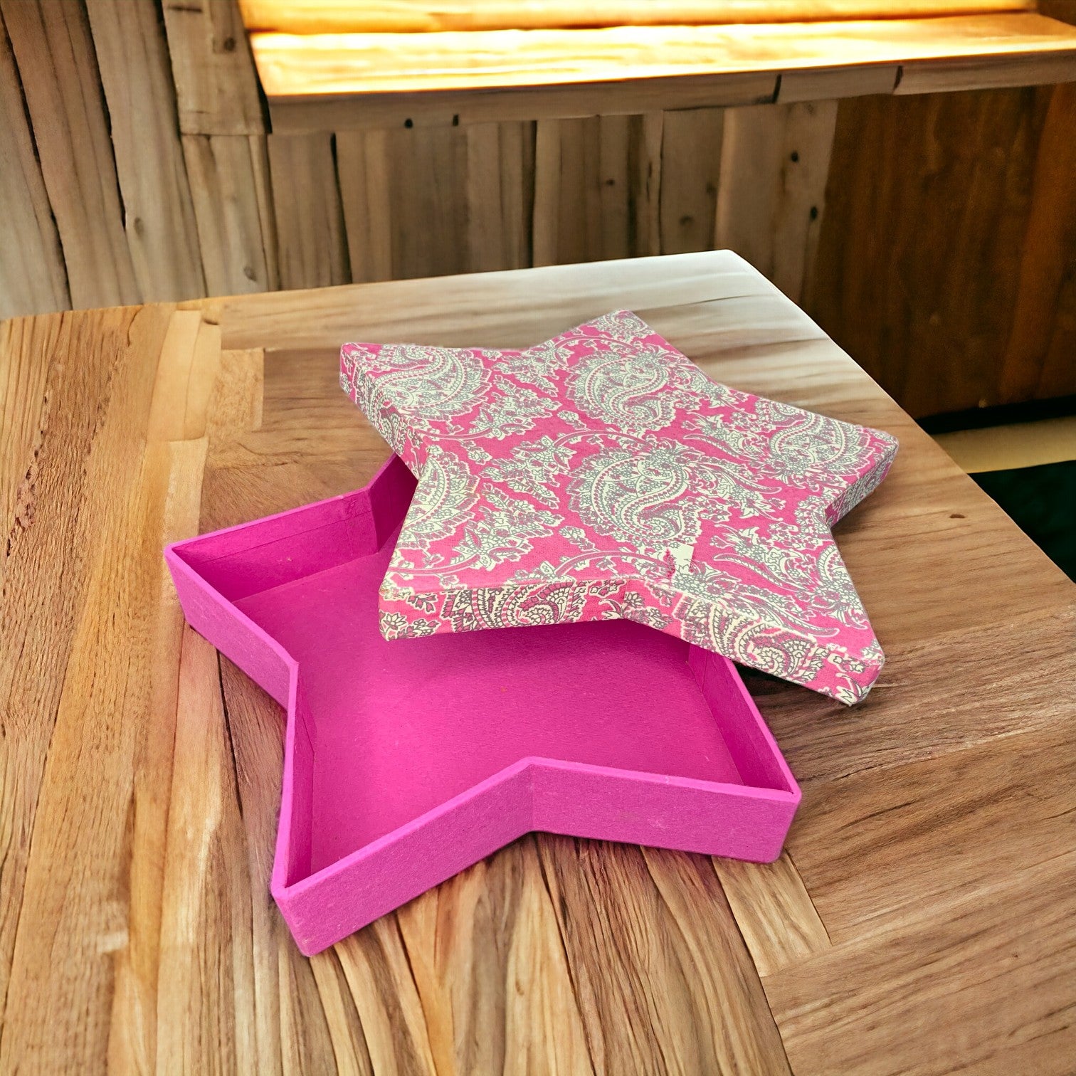 Cherish Box Hard Paper Star Shape (27*27*5cm) Pink Color multi uses-for Gift Hamper, Decoration Purpose etc