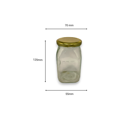 Square Glass Jar with Golden Lid 63mm 500ml