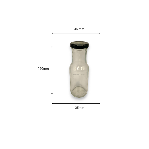 Round Flint Lug CK With Black Plastic Lug Cap Glass Jar 43mm 200ml