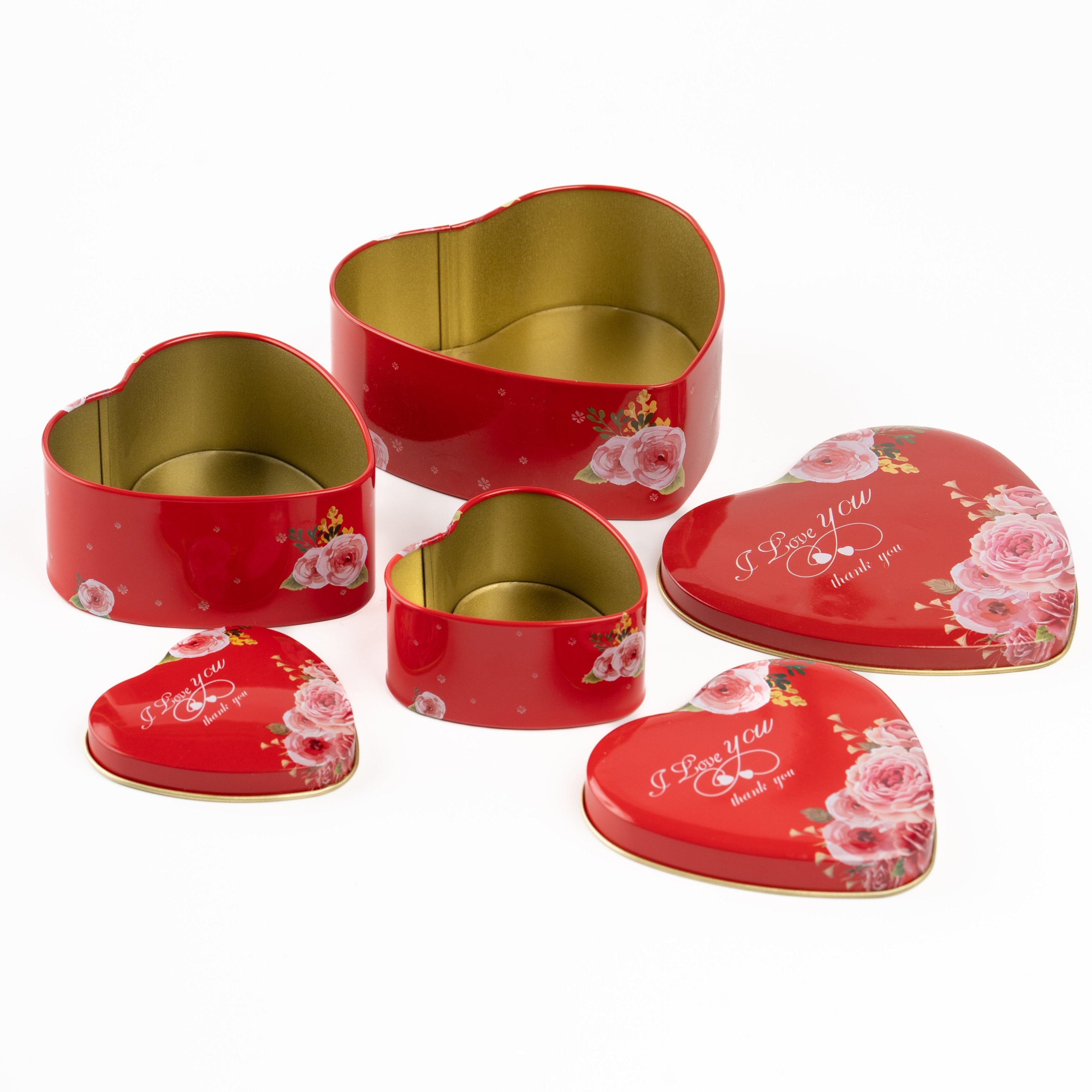 Blossom Heart With Prints Tin Metal Box Pack of 3 Sets