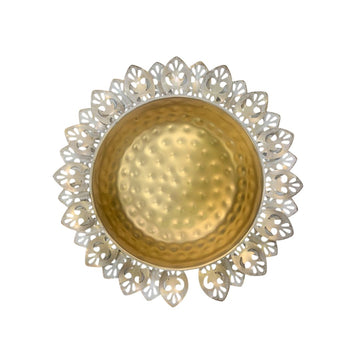 Golden Lotus Cutwork Decorative Thali Set – Set of 3