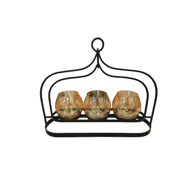 Elegant 3-Piece Tealight Candle Holder with Metal Stand