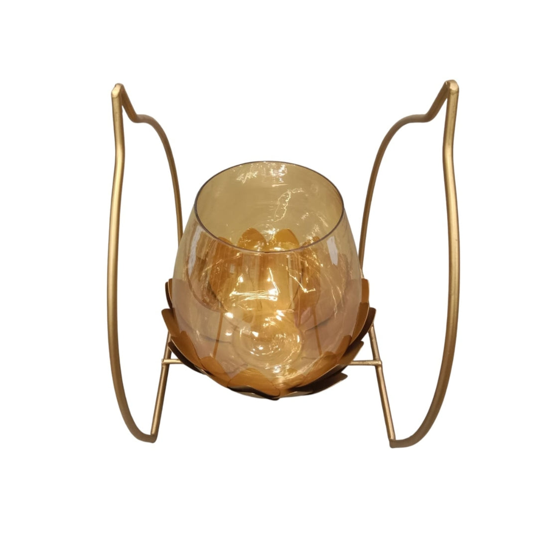 Golden Swing Glass Tealight Candle Holder