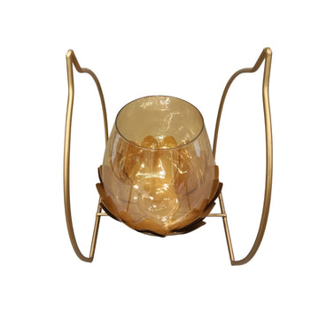 Golden Swing Glass Tealight Candle Holder