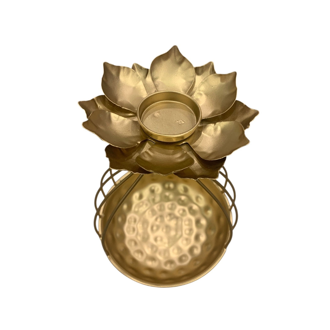 Golden Lotus Flower Tealight Candle Holder