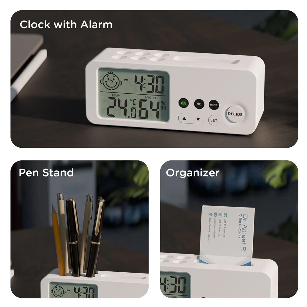 Multifunctional Digital Clock Desk Organizer with Hygrometer