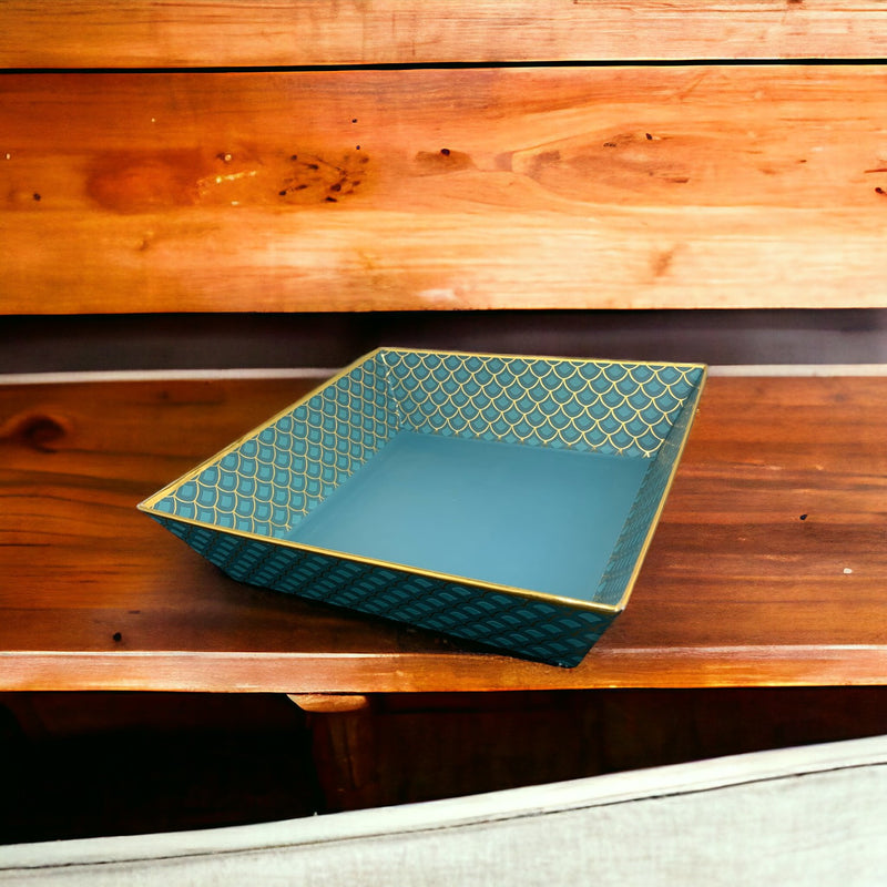 Square Green Printed Tapper Tray