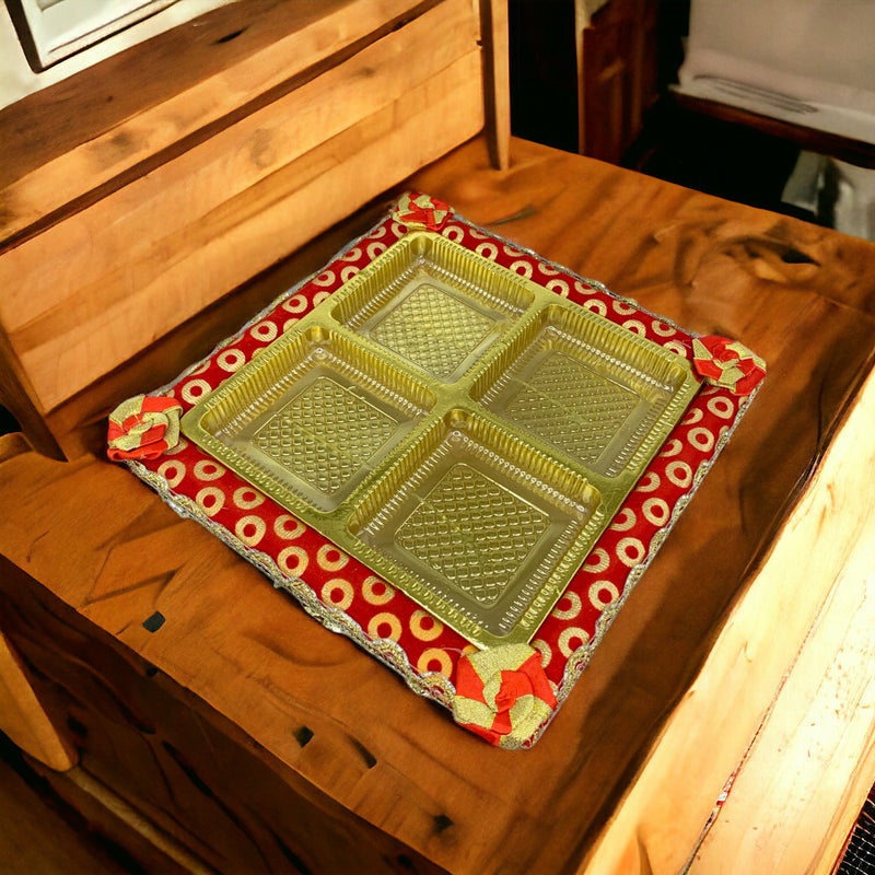 Square Four Partitions DryFruit Trays