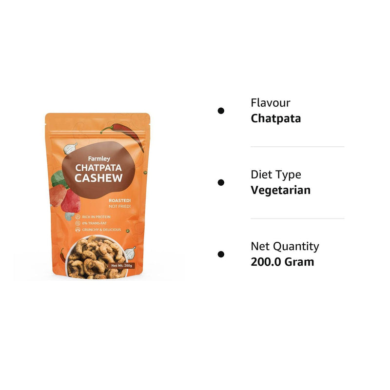 Farmley Chatpata Cashews Roasted Standee Pouch 200g