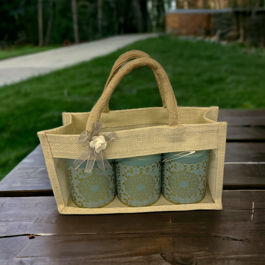 Three Jars DryFruits Jute Bag