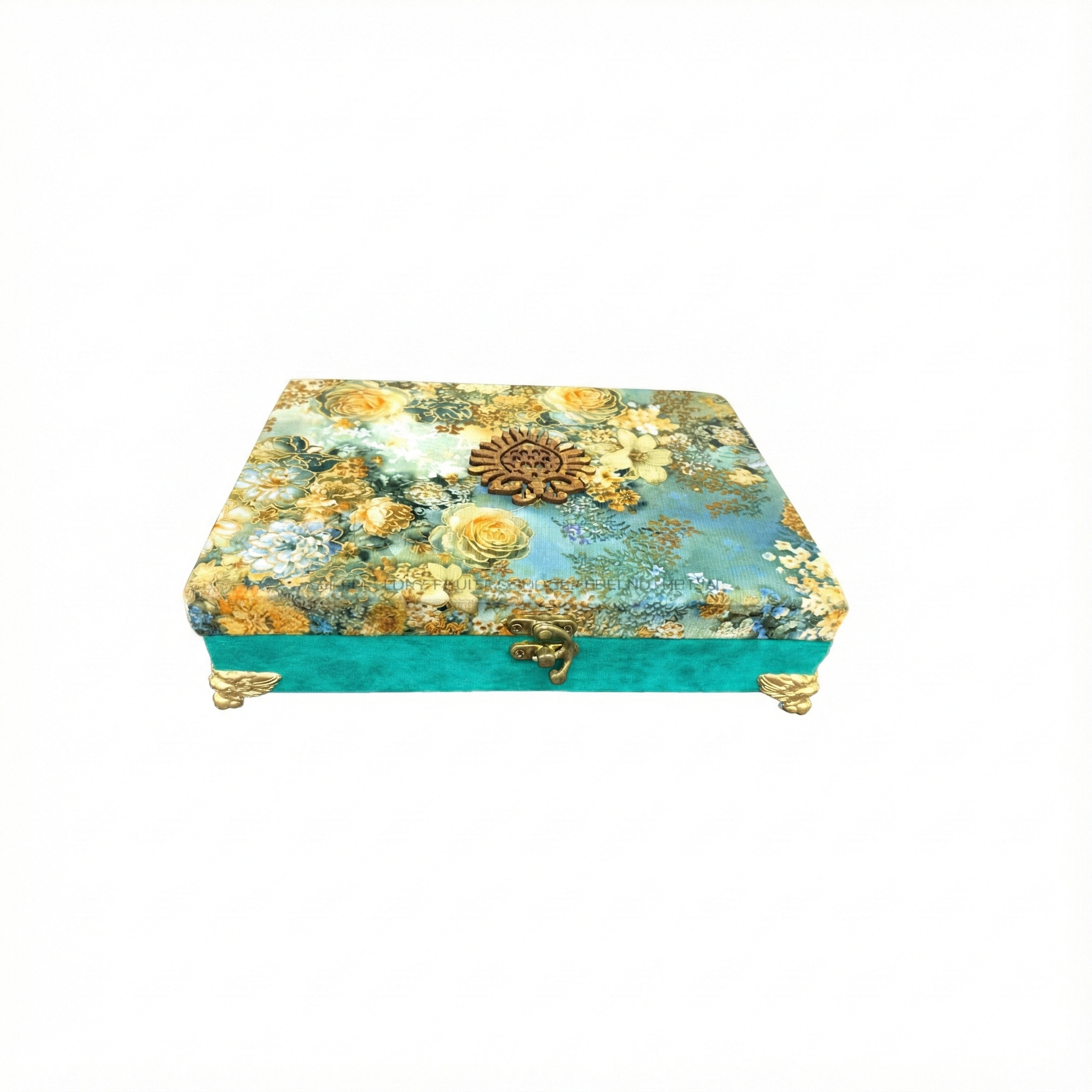 Designer Turquoise Velvet Gift Hamper Box