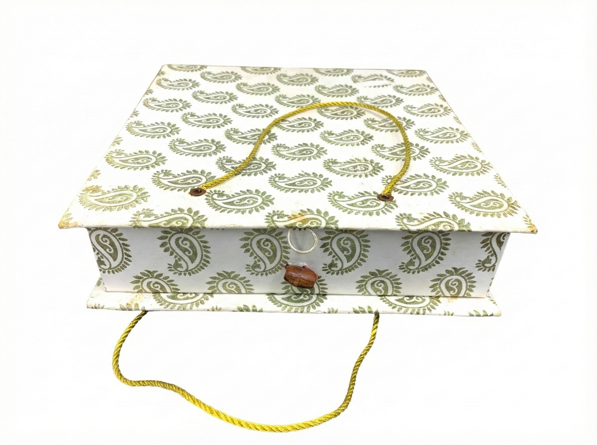 Paisley Print Rigid Box with Rope Handle