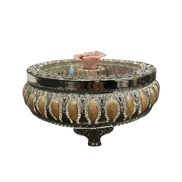 Graceful Rose Silver Plated Four Partition Circular Box