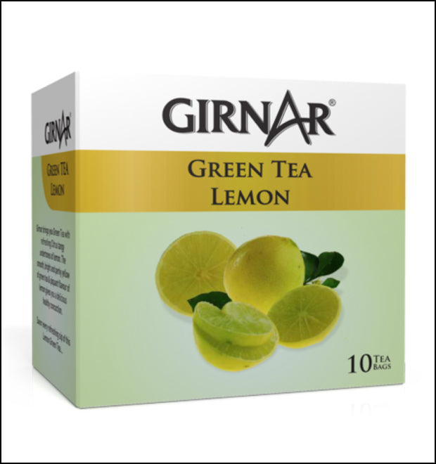 Girnar Green Tea Lemon 10 Tea Bags - Box