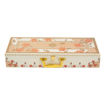 Chic Floral Patterned Hamper Box with 6 Glass Jar