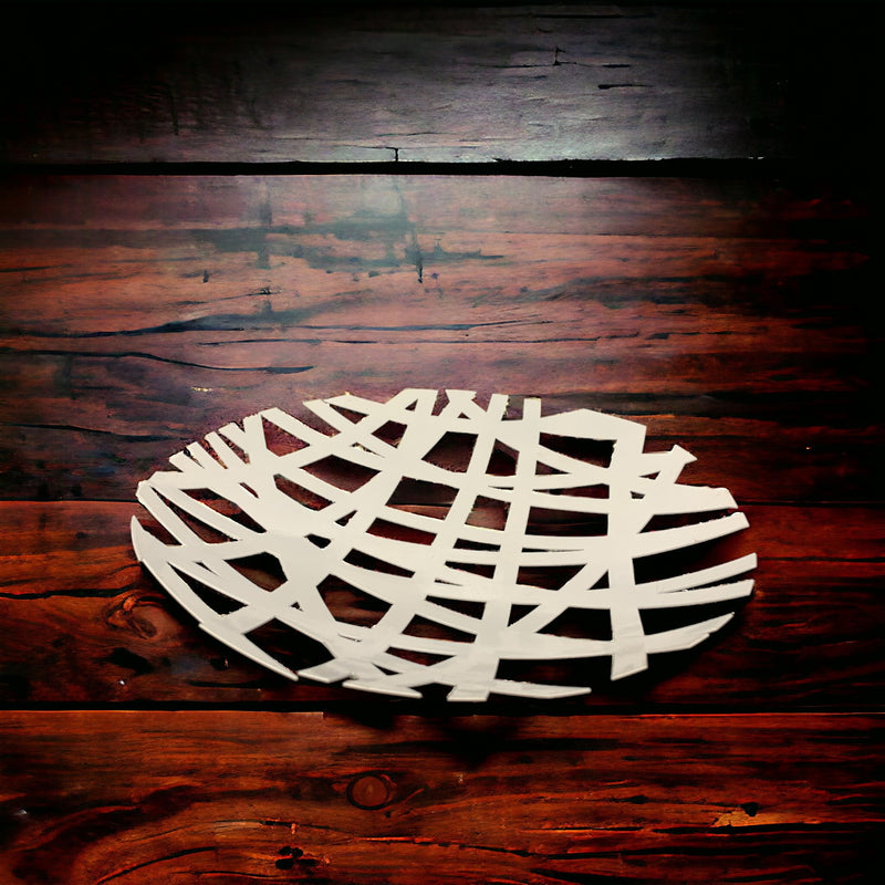 Round Abstract Metalic Black & White Basket