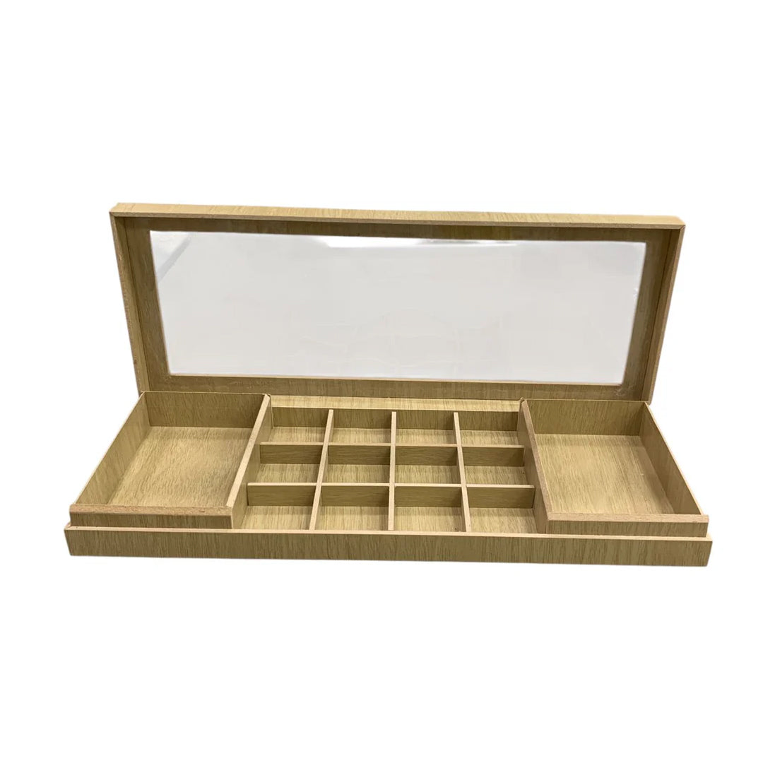 MDF Wooden Box with 2 Large and 12 Small Partitions