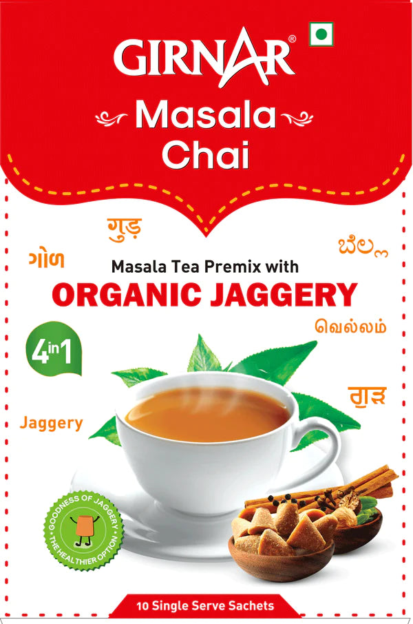 Girnar Instant Tea Premix Masala Chai With Organic Jaggery 10 Sachets