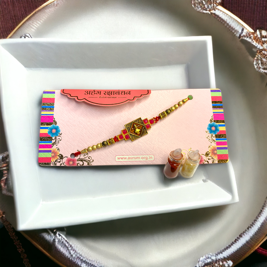 Blissful Brother-Sister Rakhi (Roli & Chawal)