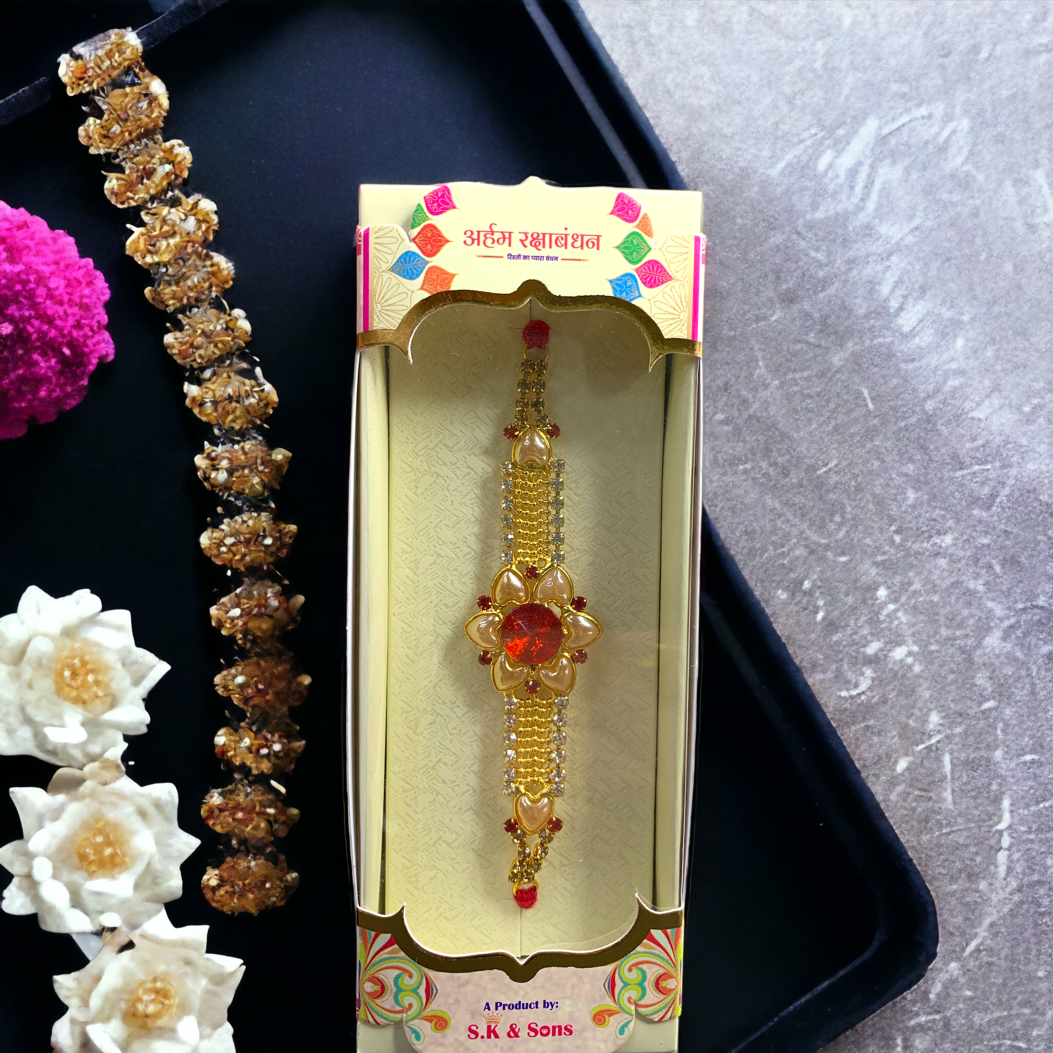 "Golden Gleam" Stone Rakhi