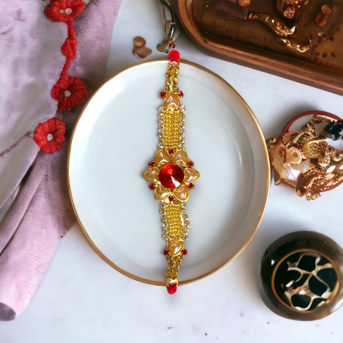 "Golden Gleam" Stone Rakhi