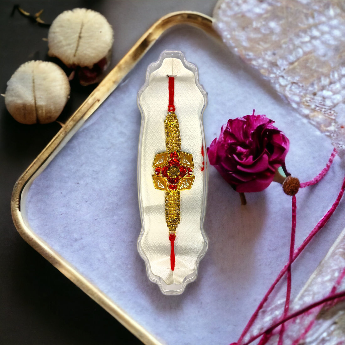 Golden Kundan Stone Rakhi