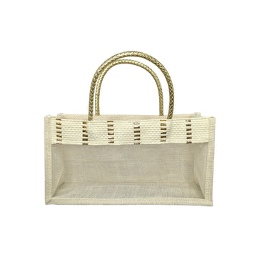 Golden Braid Handles Jute Handbag